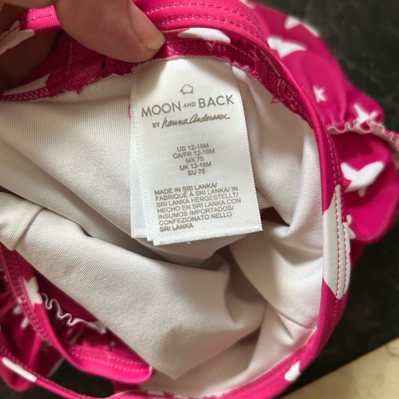 Moon & Back by Hannah Anderson 12 - 18 month pink with stars swimsuit - Picture 3 of 5